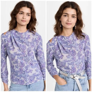 NWOT Isabel Marant Torence Paisley Silk Cut-Out Top size 38/ us size 6